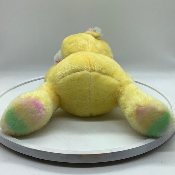 Vtg 1980s Yellow Sleepy Bear Plush Stuffed Animal Pastel Paws 13" - Picture 4 of 7